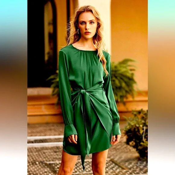 Prettygarden Dresses | Elegant Emerald Green Satin Cocktail Dress | Color: Green | Size: L | Pm-99071702's Closet